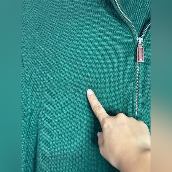 POLO RALPH LAUREN GREEN KNIT QUARTER 1/4 ZIP SWEATER SIZE LARGE - Picture 6 of 11